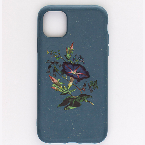 iPhone Bio Cover Mørkeblå – Mørk Blomst